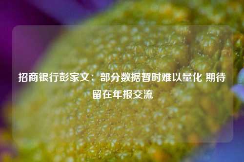 招商银行彭家文：部分数据暂时难以量化 期待留在年报交流-第1张图片-体育新闻