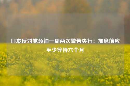 日本反对党领袖一周两次警告央行：加息前应至少等待六个月-第1张图片-体育新闻