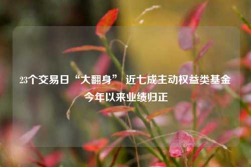 23个交易日“大翻身” 近七成主动权益类基金今年以来业绩归正-第1张图片-体育新闻