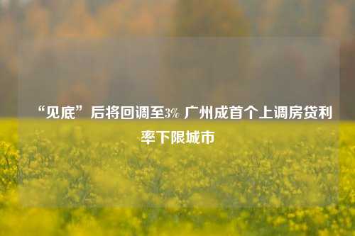 “见底”后将回调至3% 广州成首个上调房贷利率下限城市-第1张图片-体育新闻