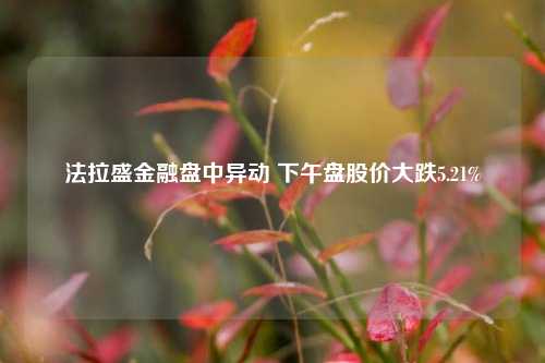 法拉盛金融盘中异动 下午盘股价大跌5.21%-第1张图片-体育新闻