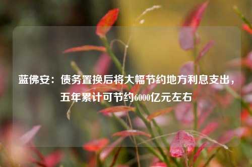 蓝佛安：债务置换后将大幅节约地方利息支出，五年累计可节约6000亿元左右-第1张图片-体育新闻