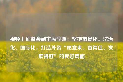 视频丨证监会副主席李明：坚持市场化、法治化、国际化，打造外资“愿意来、留得住、发展得好”的良好局面-第1张图片-体育新闻