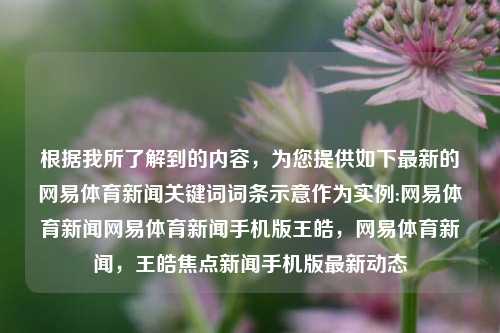 根据我所了解到的内容，为您提供如下最新的网易体育新闻关键词词条示意作为实例:网易体育新闻网易体育新闻手机版王皓，网易体育新闻，王皓焦点新闻手机版最新动态，网易体育新闻快讯，王皓的最新动态手机版更新出炉。，既包含了您提供的关键词网易体育新闻、王皓和手机版，也尽可能地传达了新闻的时效性和焦点。希望这个标题符合您的要求。-第1张图片-体育新闻