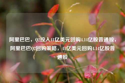 阿里巴巴，Q2投入41亿美元回购4.14亿股普通股，阿里巴巴Q2回购策略，41亿美元回购4.14亿股普通股-第1张图片-体育新闻