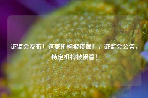 证监会发布！这家机构被接管！，证监会公告，特定机构被接管！-第1张图片-体育新闻