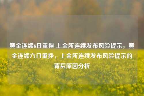 黄金连续6日重挫 上金所连续发布风险提示，黄金连续六日重挫，上金所连续发布风险提示的背后原因分析-第1张图片-体育新闻