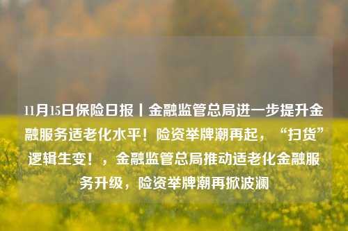 11月15日保险日报丨金融监管总局进一步提升金融服务适老化水平！险资举牌潮再起，“扫货”逻辑生变！，金融监管总局推动适老化金融服务升级，险资举牌潮再掀波澜-第1张图片-体育新闻