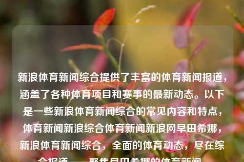 新浪体育新闻综合提供了丰富的体育新闻报道，涵盖了各种体育项目和赛事的最新动态。以下是一些新浪体育新闻综合的常见内容和特点，体育新闻新浪综合体育新闻新浪网早田希娜，新浪体育新闻综合，全面的体育动态，尽在综合报道——聚焦早田希娜的体育新闻。，新浪体育综合资讯 - 探索焦点体坛健丁人生 − 早田希娜，眼中的非尔粒不由活性�arf人是healthshowing.ital也因此琼为各圈内外瞩目。-第1张图片-体育新闻