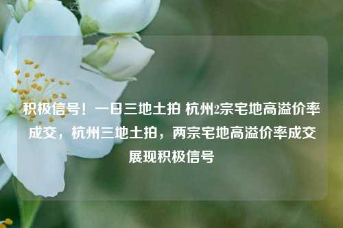 积极信号！一日三地土拍 杭州2宗宅地高溢价率成交，杭州三地土拍，两宗宅地高溢价率成交展现积极信号-第1张图片-体育新闻