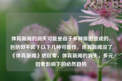 体育新闻的消失可能是由于多种原因造成的，包括但不限于以下几种可能性，体育新闻没了《体育新闻》绝区零，体育新闻的消失，多元因素影响下的必然趋势，体育新闻消失，多元因素影响下的必然趋势-第1张图片-体育新闻