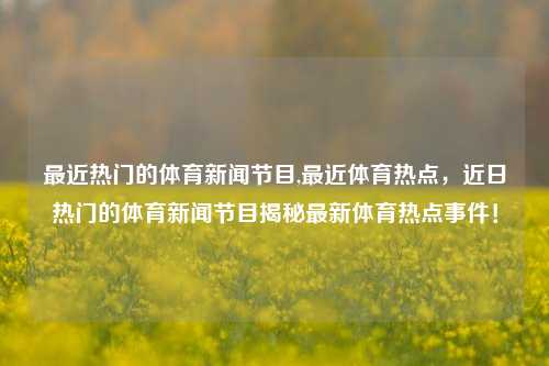 最近热门的体育新闻节目,最近体育热点，近日热门的体育新闻节目揭秘最新体育热点事件！-第1张图片-体育新闻