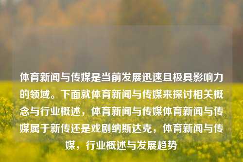 体育新闻与传媒是当前发展迅速且极具影响力的领域。下面就体育新闻与传媒来探讨相关概念与行业概述，体育新闻与传媒体育新闻与传媒属于新传还是戏剧纳斯达克，体育新闻与传媒，行业概述与发展趋势，体育新闻与传媒，行业概述与快速发展的趋势-第1张图片-体育新闻