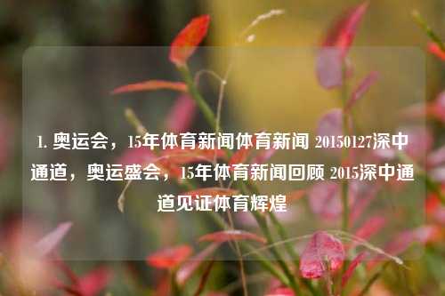 1. 奥运会，15年体育新闻体育新闻 20150127深中通道，奥运盛会，15年体育新闻回顾 2015深中通道见证体育辉煌，奥运会与深中通道见证体育盛况，回顾十五年体育新闻记忆（2015）-第1张图片-体育新闻