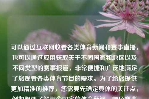 可以通过互联网收看各类体育新闻和赛事直播，也可以通过应用获取关于不同国家和地区以及不同类型的赛事报道，非常便捷和广泛地满足了您观看各类体育节目的需求。为了给您提供更加精准的推荐，您需要先确定具体的关注点，例如想要了解哪个国家的体育新闻、哪项赛事的直播、或是哪种类型的体育节目等。以下是一些常见途径来获取体育新闻和直播，体育新闻 直播体育新闻直播今天捷克，互联网时代，体育新闻与赛事直播的多元化途径，互联网时代下的多元化体育新闻与赛事直播途径，满足您对全球体育的探索需求-第1张图片-体育新闻