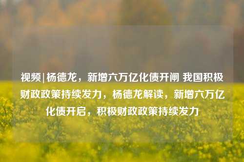 视频|杨德龙，新增六万亿化债开闸 我国积极财政政策持续发力，杨德龙解读，新增六万亿化债开启，积极财政政策持续发力-第1张图片-体育新闻