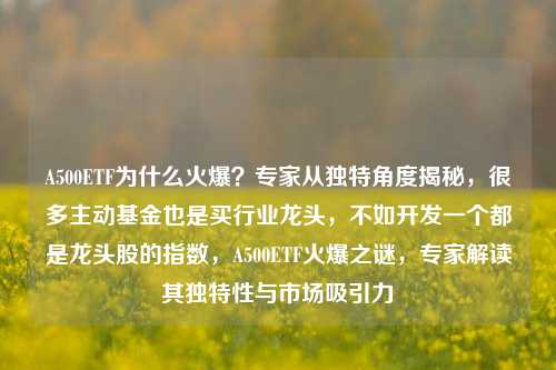 A500ETF为什么火爆？专家从独特角度揭秘，很多主动基金也是买行业龙头，不如开发一个都是龙头股的指数，A500ETF火爆之谜，专家解读其独特性与市场吸引力-第1张图片-体育新闻