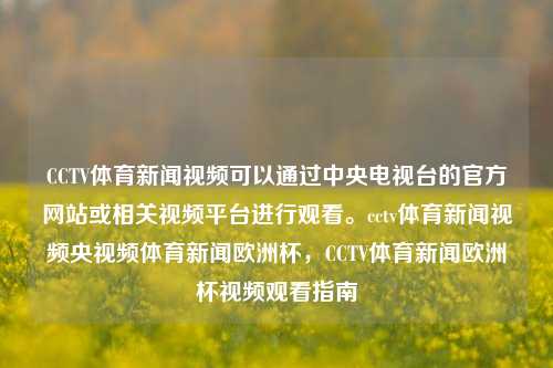 CCTV体育新闻视频可以通过中央电视台的官方网站或相关视频平台进行观看。cctv体育新闻视频央视频体育新闻欧洲杯，CCTV体育新闻欧洲杯视频观看指南，CCTV体育新闻，欧洲杯特辑，观看指南及央视频平台观赏全纪录-第1张图片-体育新闻