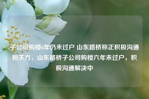 子公司购楼6年仍未过户 山东路桥称正积极沟通相关方，山东路桥子公司购楼六年未过户，积极沟通解决中-第1张图片-体育新闻