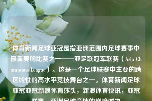 体育新闻足球亚冠是指亚洲范围内足球赛事中最重要的比赛之一——亚足联冠军联赛（Asia Champions League）。这是一个足球联赛中主要的跨区域性的高水平竞技舞台之一。体育新闻足球亚冠亚冠新浪体育莎头，新浪体育快讯，亚冠联赛，亚洲足球竞技的巅峰对决，亚冠联赛，亚洲足球巅峰的竞技舞台-第1张图片-体育新闻