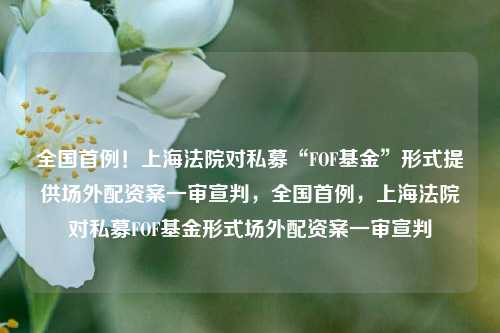 全国首例！上海法院对私募“FOF基金”形式提供场外配资案一审宣判，全国首例，上海法院对私募FOF基金形式场外配资案一审宣判-第1张图片-体育新闻