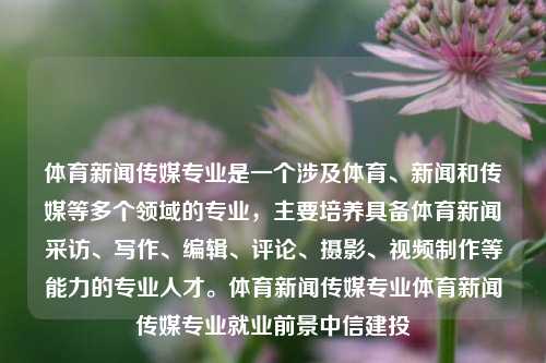 体育新闻传媒专业是一个涉及体育、新闻和传媒等多个领域的专业，主要培养具备体育新闻采访、写作、编辑、评论、摄影、视频制作等能力的专业人才。体育新闻传媒专业体育新闻传媒专业就业前景中信建投-第1张图片-体育新闻