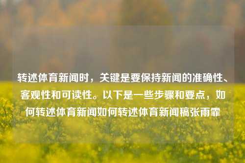 转述体育新闻时，关键是要保持新闻的准确性、客观性和可读性。以下是一些步骤和要点，如何转述体育新闻如何转述体育新闻稿张雨霏-第1张图片-体育新闻