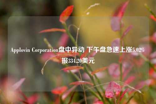 Applovin Corporation盘中异动 下午盘急速上涨5.02%报334.20美元-第1张图片-体育新闻