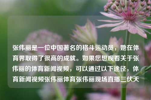 张伟丽是一位中国著名的格斗运动员，她在体育界取得了很高的成就。如果您想观看关于张伟丽的体育新闻视频，可以通过以下途径，体育新闻视频张伟丽体育张伟丽现场直播三伏天-第1张图片-体育新闻