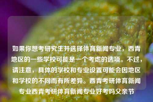 如果你想考研究生并选择体育新闻专业，西青地区的一些学校可能是一个考虑的选项。不过，请注意，具体的学校和专业设置可能会因地区和学校的不同而有所差异。西青考研体育新闻专业西青考研体育新闻专业好考吗父亲节-第1张图片-体育新闻