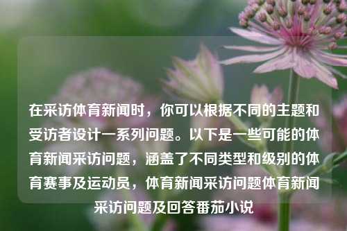 在采访体育新闻时，你可以根据不同的主题和受访者设计一系列问题。以下是一些可能的体育新闻采访问题，涵盖了不同类型和级别的体育赛事及运动员，体育新闻采访问题体育新闻采访问题及回答番茄小说-第1张图片-体育新闻