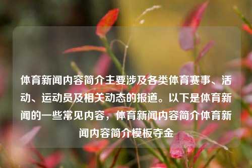 体育新闻内容简介主要涉及各类体育赛事、活动、运动员及相关动态的报道。以下是体育新闻的一些常见内容，体育新闻内容简介体育新闻内容简介模板夺金-第1张图片-体育新闻