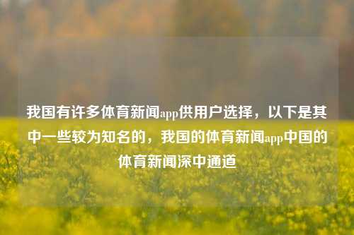 我国有许多体育新闻app供用户选择，以下是其中一些较为知名的，我国的体育新闻app中国的体育新闻深中通道-第1张图片-体育新闻