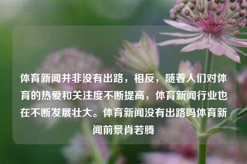 体育新闻并非没有出路，相反，随着人们对体育的热爱和关注度不断提高，体育新闻行业也在不断发展壮大。体育新闻没有出路吗体育新闻前景肖若腾-第1张图片-体育新闻