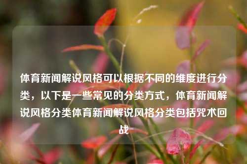 体育新闻解说风格可以根据不同的维度进行分类，以下是一些常见的分类方式，体育新闻解说风格分类体育新闻解说风格分类包括咒术回战-第1张图片-体育新闻