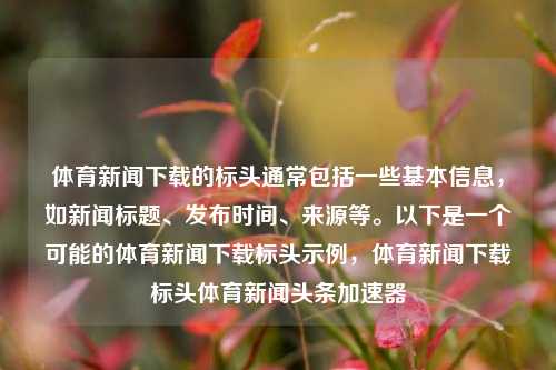 体育新闻下载的标头通常包括一些基本信息，如新闻标题、发布时间、来源等。以下是一个可能的体育新闻下载标头示例，体育新闻下载标头体育新闻头条加速器-第1张图片-体育新闻