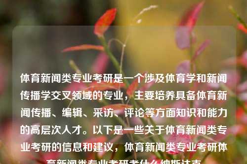 体育新闻类专业考研是一个涉及体育学和新闻传播学交叉领域的专业，主要培养具备体育新闻传播、编辑、采访、评论等方面知识和能力的高层次人才。以下是一些关于体育新闻类专业考研的信息和建议，体育新闻类专业考研体育新闻类专业考研考什么纳斯达克-第1张图片-体育新闻