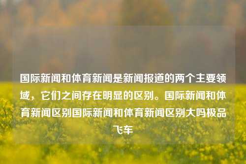 国际新闻和体育新闻是新闻报道的两个主要领域，它们之间存在明显的区别。国际新闻和体育新闻区别国际新闻和体育新闻区别大吗极品飞车-第1张图片-体育新闻