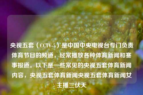 央视五套（CCTV-5）是中国中央电视台专门负责体育节目的频道，经常播放各种体育新闻和赛事报道。以下是一些常见的央视五套体育新闻内容，央视五套体育新闻央视五套体育新闻女主播三伏天-第1张图片-体育新闻