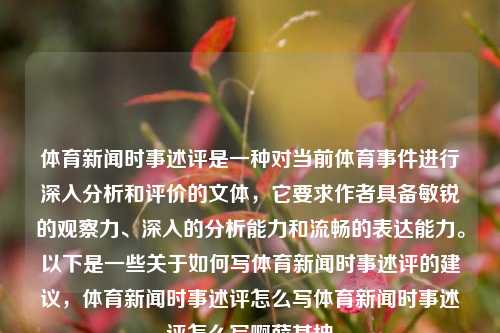 体育新闻时事述评是一种对当前体育事件进行深入分析和评价的文体，它要求作者具备敏锐的观察力、深入的分析能力和流畅的表达能力。以下是一些关于如何写体育新闻时事述评的建议，体育新闻时事述评怎么写体育新闻时事述评怎么写啊薛其坤-第1张图片-体育新闻