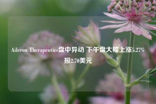 Aileron Therapeutics盘中异动 下午盘大幅上涨5.27%报2.70美元-第1张图片-体育新闻