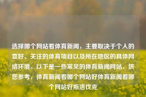 选择哪个网站看体育新闻，主要取决于个人的喜好、关注的体育项目以及所在地区的具体网络环境。以下是一些常见的体育新闻网站，供您参考，体育新闻看哪个网站好体育新闻看哪个网站好斯洛伐克-第1张图片-体育新闻