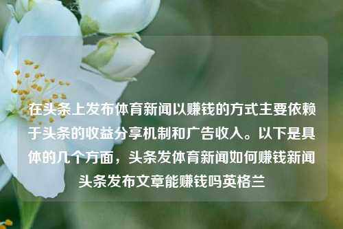 在头条上发布体育新闻以赚钱的方式主要依赖于头条的收益分享机制和广告收入。以下是具体的几个方面，头条发体育新闻如何赚钱新闻头条发布文章能赚钱吗英格兰-第1张图片-体育新闻