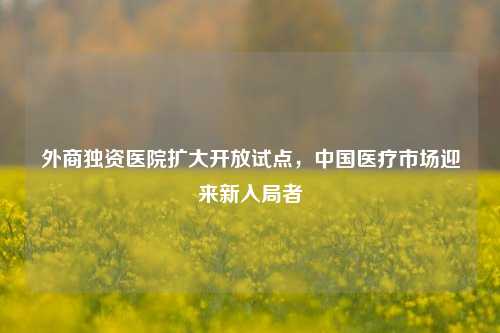 外商独资医院扩大开放试点，中国医疗市场迎来新入局者-第1张图片-体育新闻