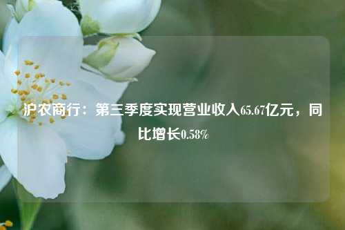 沪农商行：第三季度实现营业收入65.67亿元，同比增长0.58%-第1张图片-体育新闻