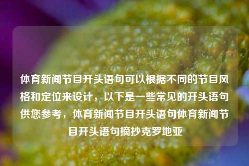 体育新闻节目开头语句可以根据不同的节目风格和定位来设计，以下是一些常见的开头语句供您参考，体育新闻节目开头语句体育新闻节目开头语句摘抄克罗地亚-第1张图片-体育新闻