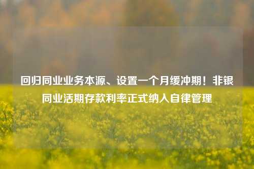 回归同业业务本源、设置一个月缓冲期！非银同业活期存款利率正式纳入自律管理-第1张图片-体育新闻