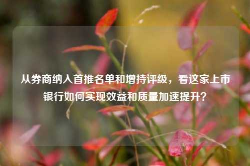 从券商纳入首推名单和增持评级，看这家上市银行如何实现效益和质量加速提升？-第1张图片-体育新闻