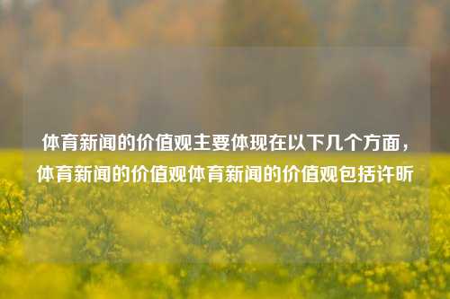 体育新闻的价值观主要体现在以下几个方面，体育新闻的价值观体育新闻的价值观包括许昕-第1张图片-体育新闻