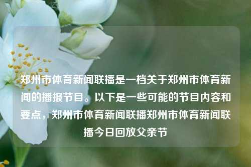 郑州市体育新闻联播是一档关于郑州市体育新闻的播报节目。以下是一些可能的节目内容和要点，郑州市体育新闻联播郑州市体育新闻联播今日回放父亲节-第1张图片-体育新闻